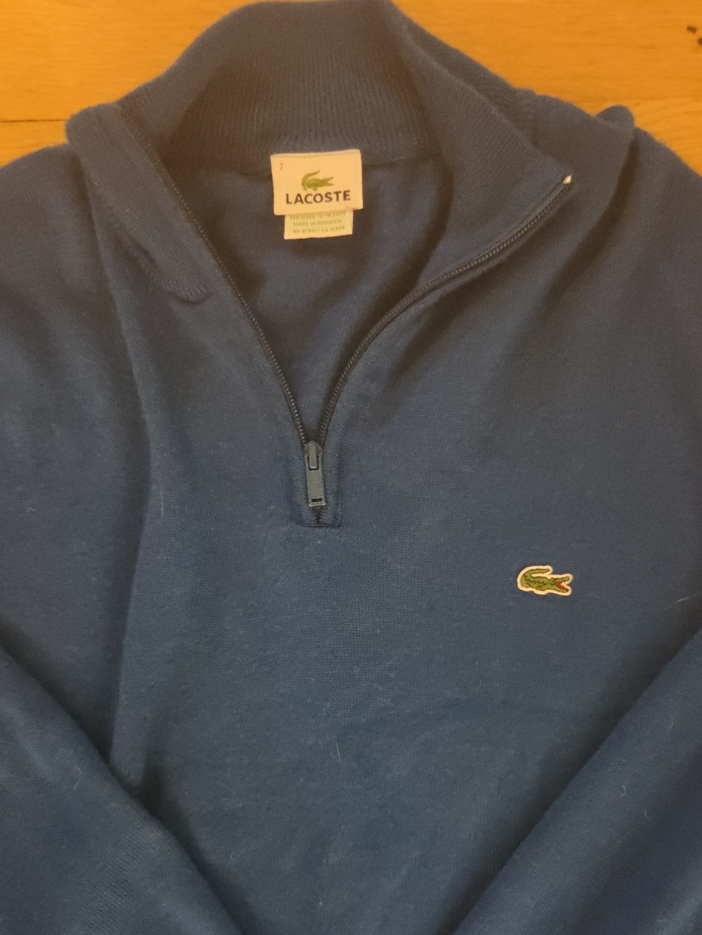 Lacoste Blue Quarter Zip Pullover Knit Sweater Men's Size 7 XXL